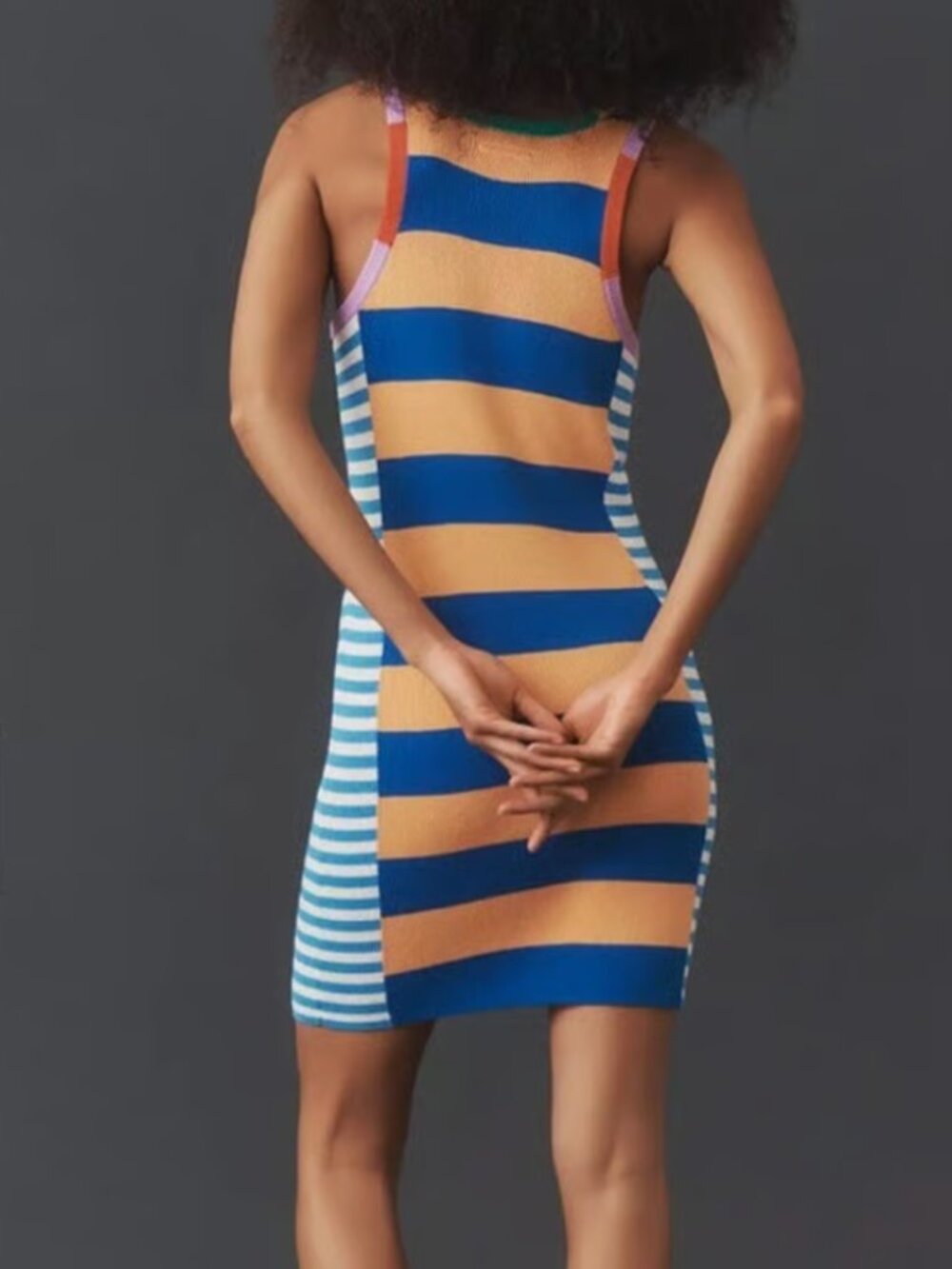 MOTHER Chin Ups Knit Tank Dress Stripe Colorblock Mini Dress Women's Medium - Picture 12 of 12